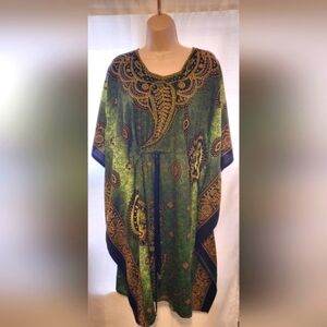 Elegant Green Paisley Midi Dress